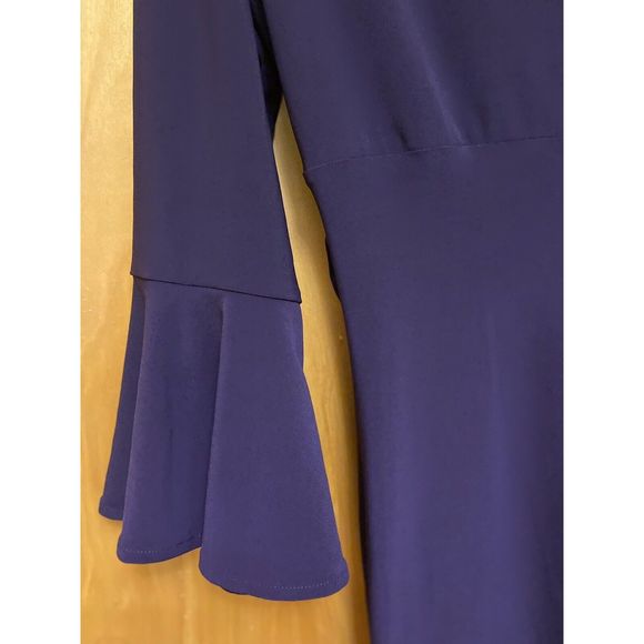 Anne Klein Purple Knee Length Ruched Wrap Long Sleeve Women's Dress Size 8 - Picture 9 of 16